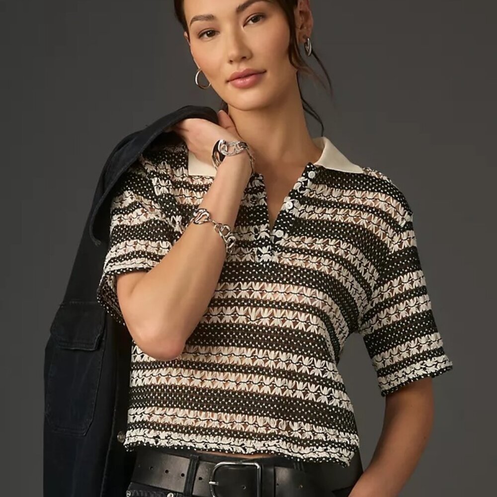 ANTHROPOLOGIE: NWOT CROCHET POLO TOP